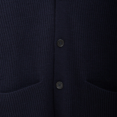 Norse Project sLoki Wool Cotton Rib Cardigan Dark Navy N45-0618